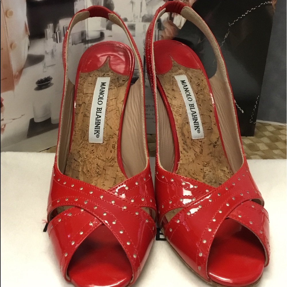 Red patent leather Manolo Blahnik